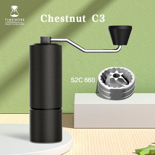TIMEMORE Chestnut C2 C3 Manual Coffee Grinder S2C Burr Inside High Quality Portable Hand Grinder with Dual Bearing Positioning